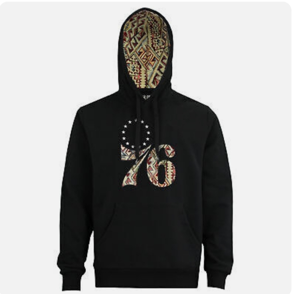 Black Philadelphia 76ers Moroccan Detail Hoodie